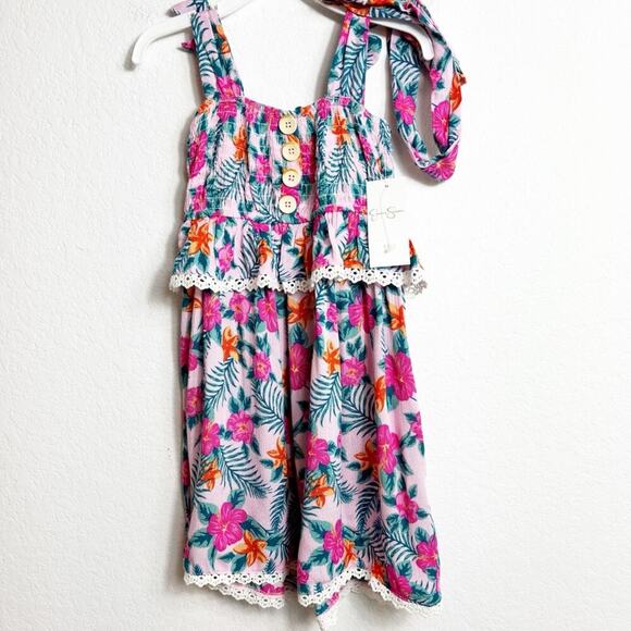 JESSICA SIMPSON HAWAIIAN FLORAL MULTICOLOR FLORAL GIRLS DRESS SIZE 4T BRAND NEW - Picture 2 of 4